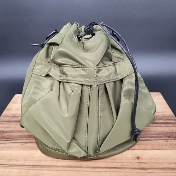 Nylon Army Green Bucket Crossbody Bag, 2 Straps Included, 10×12×5, NWOT - Picture 5 of 10